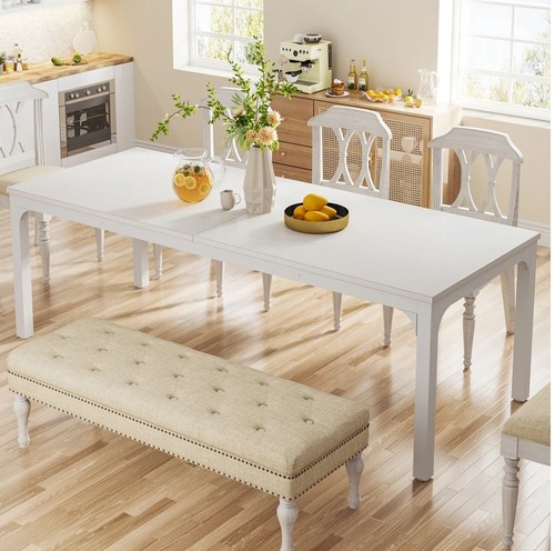 White finish wood dining - white,