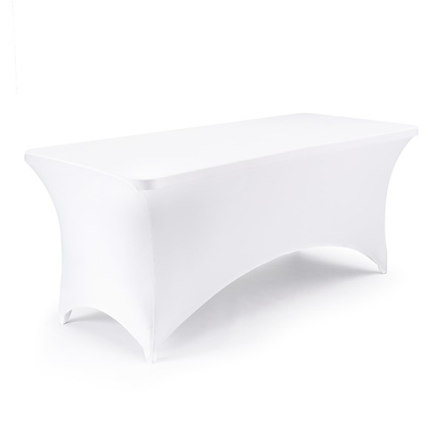 6ft white spandex table cover - white,